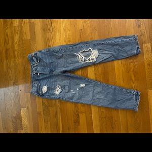 Forever 21 Mom Jeans distressed button up